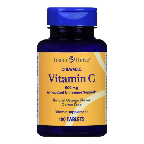 McKesson 01093995722 - Vitamin C Supplement Foster & Thrive™ Ascorbic Acid 500 mg Strength Chewable Tablet 100 per Bottle