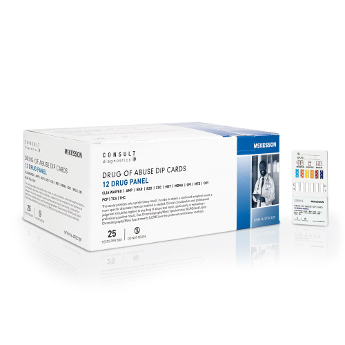McKesson 16-DTDC12P - Drugs of Abuse Test Kit McKesson Consult™ AMP, BAR, BZO, COC, mAMP/MET, MDMA, MOP, MTD, OXY, PCP, TCA, THC 25 Tests CLIA Waived