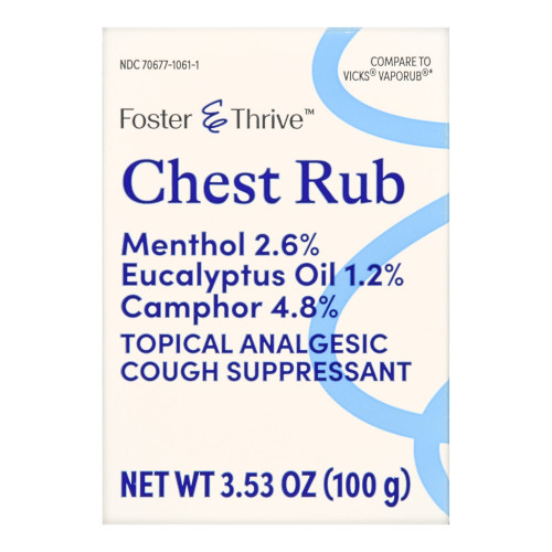 McKesson 70677106101 - Chest Rub Foster & Thrive™ 4.8% - 1.2% - 2.6% Strength Ointment 3.5 oz.