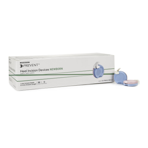 McKesson 16-PAHL2.5G1.0X - Pediatric Lancet McKesson Prevent® 2.5 mm Blade Retractable Push Button Activation Heel
