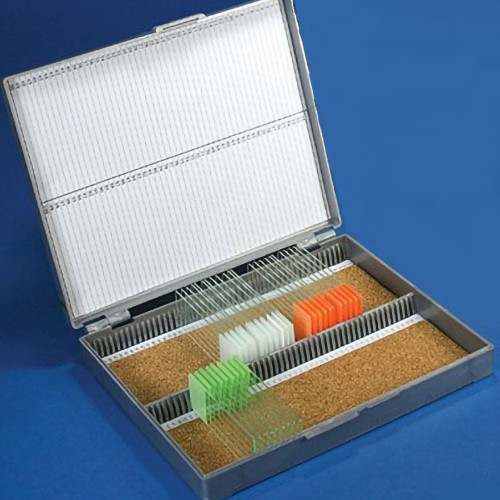 McKesson 177-513079A - Slide Storage Box McKesson Gray ABS Plastic / Cork 100 Slide Capacity