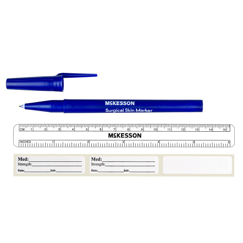 McKesson 19-0762 - Skin Marker with Ruler and Labels McKesson Gentian Violet Ink Sterile Full Size Fine Tip