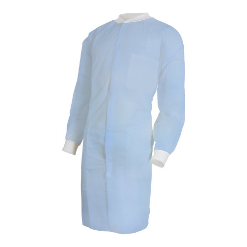 McKesson 34181200 - Lab Coat McKesson Blue Large / X-Large Knee Length Spunbond Polypropylene Disposable