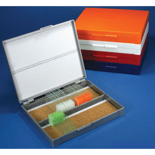 McKesson 177-513079R - Slide Storage Box McKesson Red ABS Plastic / Cork 100 Slide Capacity