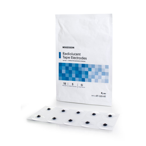 McKesson 87-320-RT - ECG Monitoring Electrode McKesson Snap Connector Conductive Adhesive Gel Tape Backing Adult Radiolucent 5 per Pack