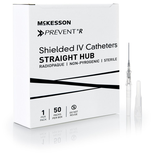 McKesson 380254 - Peripheral IV Catheter McKesson Prevent® R 16 Gauge 1.16 Inch Straight Hub Non Blood Control Push Button Safety