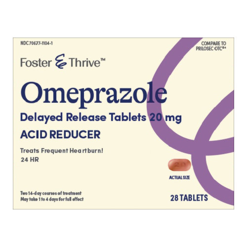 McKesson 70677110401 - Antacid Foster & Thrive™ 20 mg Strength Delayed-Release Tablet 28 per Box