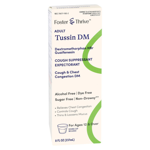 McKesson 70677118502 - Cold and Cough Relief Foster & Thrive™ 50 mg - 5 mg / 5 mL Strength Syrup 8 oz.