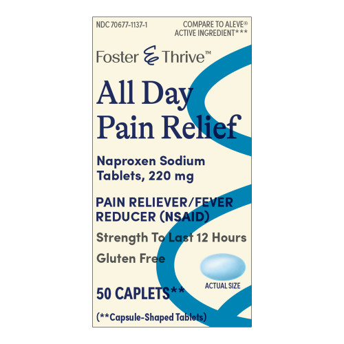 McKesson 70677113701 - Pain Relief Foster & Thrive™ 220 mg Strength Naproxen Sodium Tablet 50 per Bottle
