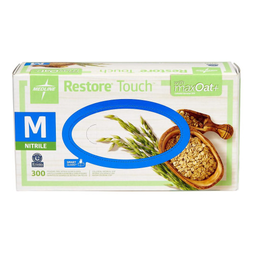 Medline OAT3002 - Exam Glove Restore® Touch Medium NonSterile Nitrile Standard Cuff Length Textured Fingertips Green Chemo Tested