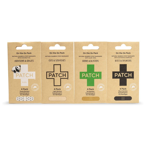Nutricare Usa LLC PATOTGMAILERCT - Adhesive Strip Patch™ On The Go Sample Pack Bamboo / Activated Charcoal / Coconut Oil / Aloe Vera Tan 3/4 X 3 Inch Sterile
