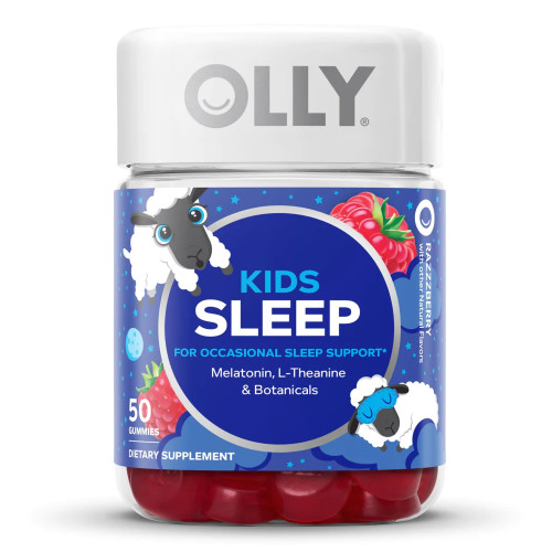OLLY Public Benefit Corp 85000446206 - Dietary Supplement OLLY® Kids Sleep L-Theanine / Melatonin / Botanicals 15 mg - 0.5 mg - 2.5 mg Strength Gummy 50 per Bottle Raspberry Flavor