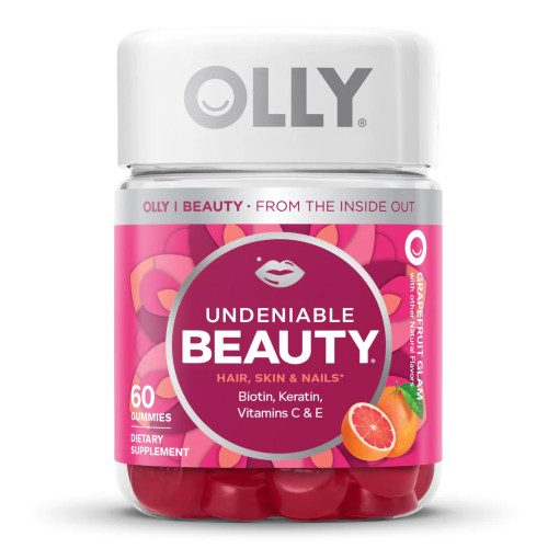 OLLY Public Benefit Corp 85815800507 - Dietary Supplement OLLY® Undeniable Beauty® Biotin / Vitamin C / Vitamin E / Keratin 2,500 mcg - 15 mg - 7.5 mg - 50 mg Strength Gummy 60 per Bottle Grapefruit Glam Flavor
