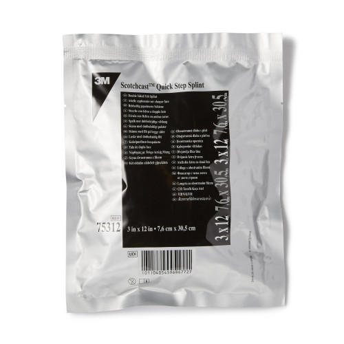 Solventum Corporation 75312 - Padded Precut Splint 3M™ Scotchcast™ Quick Step Double Sided Felt 3 X 12 Inch Felt / Fiberglass White