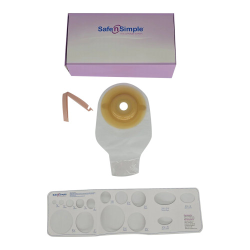 Safe N Simple SNS7612258 - Ostomy Pouch Safe n Simple™ One-Piece System 12 Inch Length Convex, Pre-Cut 1 Inch Stoma Drainable
