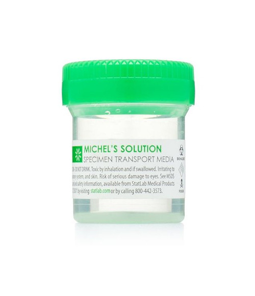 StatLab Medical Products MS0507 - Prefilled Michel Transport Medium Container 20 mL (0.67 oz.) Screw Cap Biohazard Symbol / Patient Information NonSterile StatLab Medical Products MS0507 - Prefilled Michel Transport Medium Container 20 mL (0.67 oz.) Screw Cap Biohazard Symbol / Patient Information NonSterile