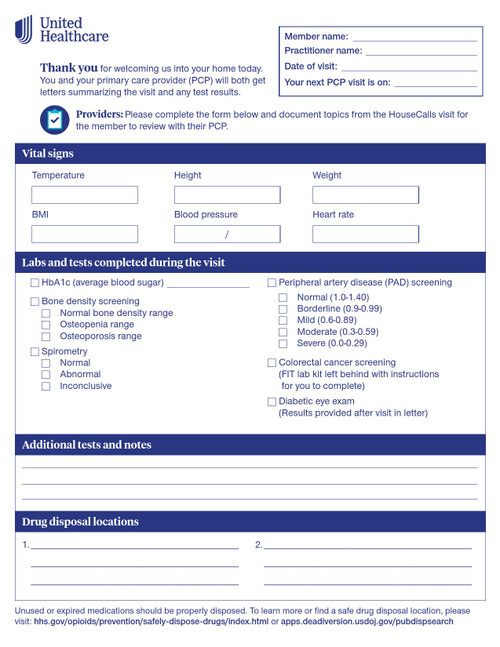 Safecor Health UHCCHKLIST - Check List Form Signigyhealth PCP Screening 8 X 10 Inch