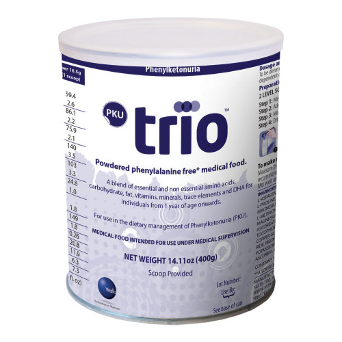 Vitaflo Usa LLC 5060014051813 - Pediatric Oral Supplement PKU trio™ Vanilla Flavor 400 Gram Can Powder Phenylalanine-free PKU Vitaflo Usa LLC 5060014051813 - Pediatric Oral Supplement PKU trio™ Vanilla Flavor 400 Gram Can Powder Phenylalanine-free PKU