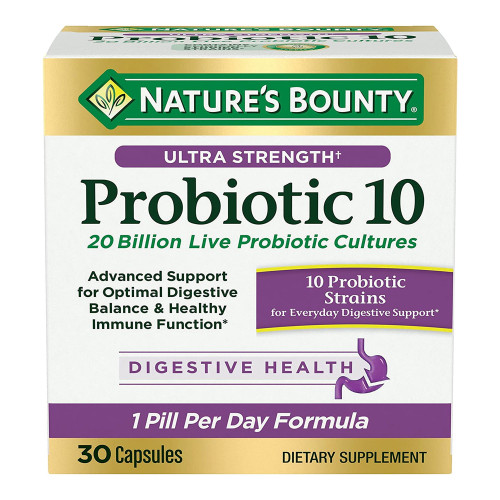 US Nutrition 07431200812 - Probiotic Dietary Supplement Nature's Bounty® Ultra Strength Probiotic 10 30 per Bottle Capsule US Nutrition 07431200812 - Probiotic Dietary Supplement Nature's Bounty® Ultra Strength Probiotic 10 30 per Bottle Capsule