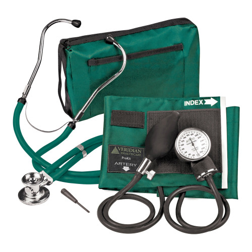 Veridian Healthcare 02-12606 - Reusable Aneroid / Stethoscope Set Veridian 27.9 to 41.6 cm Adult Cuff Dual Head General Exam Stethoscope