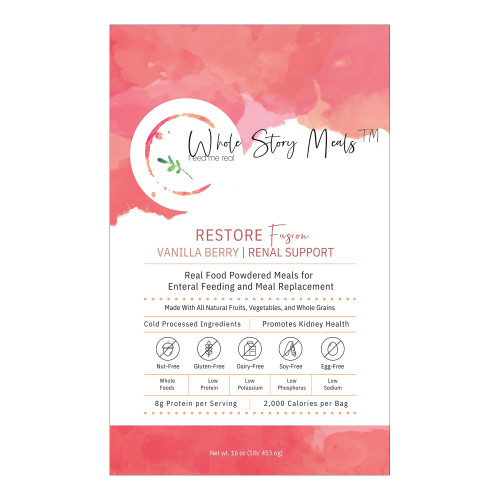 Whole Story Meals 9126 - Oral Supplement Restore Fusion Renal Support Vanilla Berry Flavor Powder 16 oz. Pouch