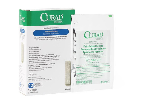 Curad Petrolatum Gauze Dressing, 3" x 18"