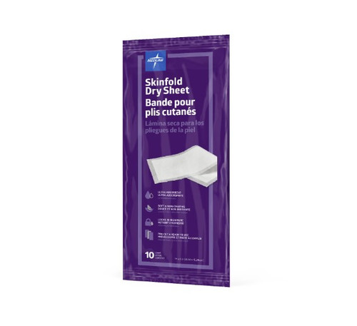 Medline Skinfold Dry Sheets, White, 6" x 14", 10 ct