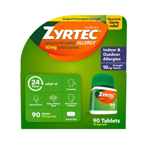 Adult ZYRTEC 10mg IR Tablet, 90 ct - REPLACES 5320690