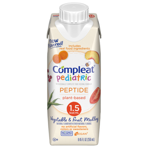 COMPLEAT Pediatric Peptide 1.5 Cal Formula, Vegetable & Fruit Medley, 250 mL Carton
