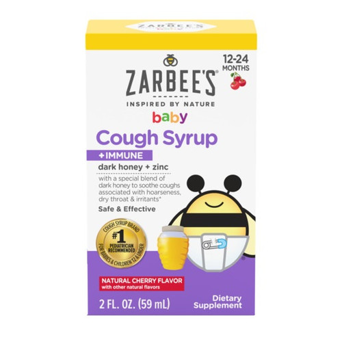 Zarbee's Naturals Baby Cough Syrup with Dark Honey and Zinc, Cherry Flavor - REPLACES 53200