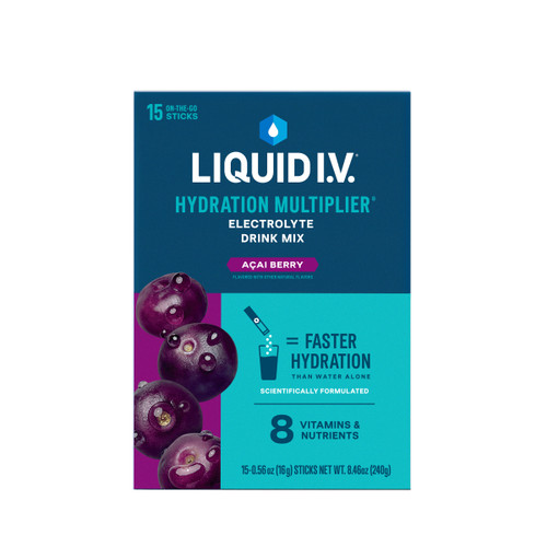 Liquid IV Electrolyte Drink Mix, Acai Berry, 15 ct