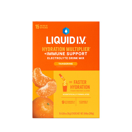 Liquid IV Electrolyte Drink Mix + Immune Support, Tangerine, 15 ct