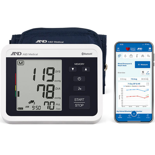 A&D Medical Voice Guided Bluetooth Wide Range Cuff Blood Pressure Monitor, 8.6"-16.5 - REPLACES AEUA1030T