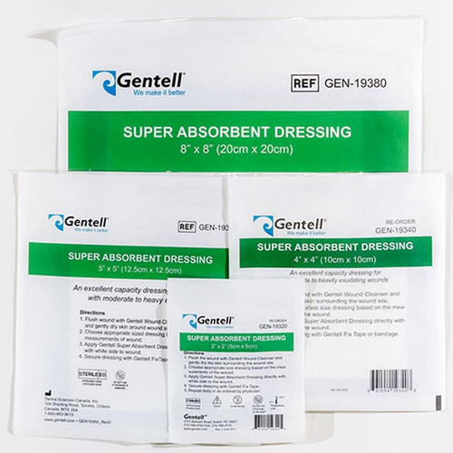 Gentell Super Absorbent Dressing, 4" x 4"