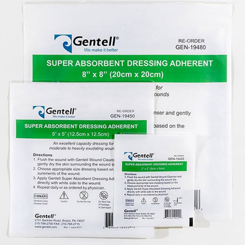 Gentell Super Absorbent Adherent Dressing, 2" x 2"