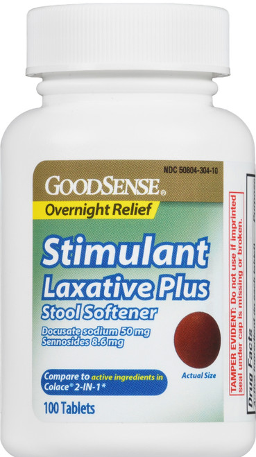 GoodSense Stimulant Laxative + Stool Softner Overnight Relief Tabs, 100 ct