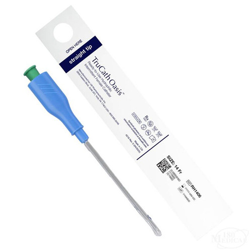 TruCath Oasis Ready-to-Use Hydrophilic Intermittent Female Catheter, TruProtect Grip, 8Fr, 6" Length