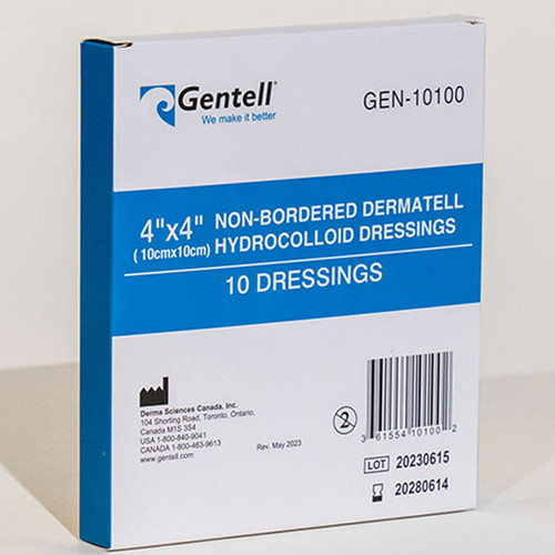 Gentell Dermatell Hydrocolloid Non-Bordered Dressing, 1" x 1"