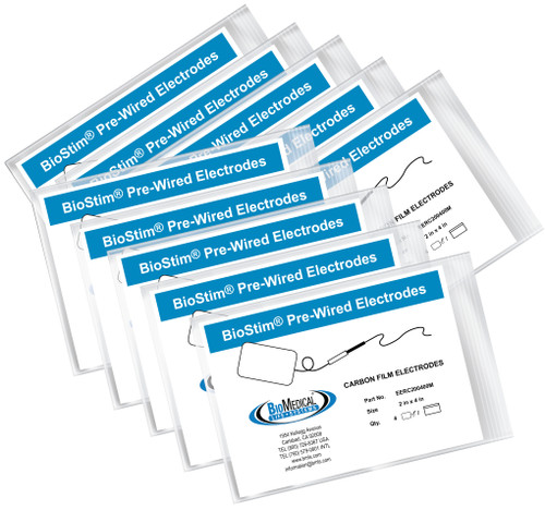 BioStim Rectangular Adhesive Pigtail Electrodes, 2" x 4", 4-Pack - Replaces FAEEOV200400M