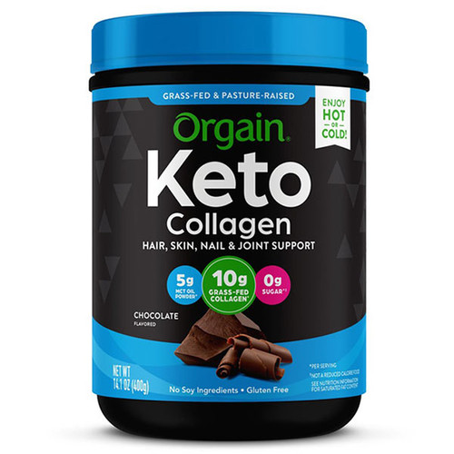 Orgain Keto Collagen Powder, Chocolate Flavored, 14.1 oz Container