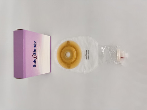 9" Urostomy One Piece Pouch, Extended Wear, Convex, Transparent, 1" Precut Stoma Opening, With Valve, and Belt Tabs
