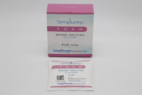 Safe N Simple Simpurity No Border Silicone Foam Dressing, 4" x 4"