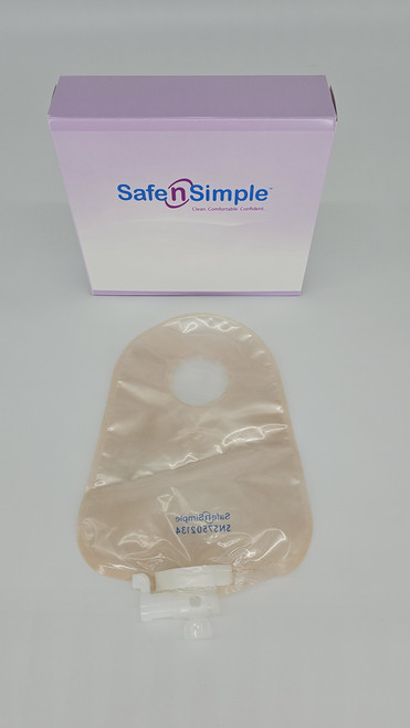 9" Urostomy 2-Piece Pouch, Transparent, 45mm, 1 3/4" Flange, With Valve, and Belt Tabs