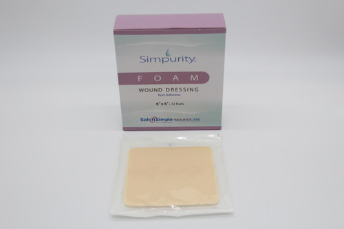 Simpurity Foam Dressing, No Border, 6" x 6"