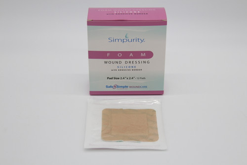 Safe N Simple Simpurity 5 Layer Bordered Silicone Foam Dressing, 4" x 4"