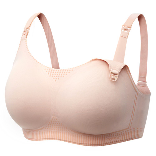 Momcozy U Liquid Spandex Printed Nursing Bra with Performax Technology, Medium, Oyster Pink