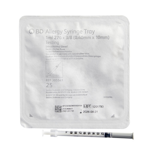 BD 305541 - Standard Allergy Tray PrecisionGlide™ 1 mL 3/8 Inch 27 Gauge NonSafety Thin Wall