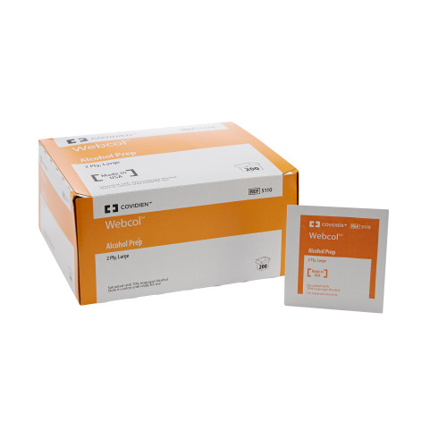 Cardinal Health 5110 - Alcohol Prep Pad Webcol™ 70% Strength Isopropyl Alcohol Individual Packet Large Sterile