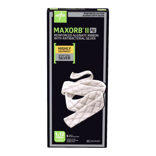 Medline MSC9912EP - Maxorb II Silver Alginate Wound Dressing, 1" x 12", in Educational Packaging