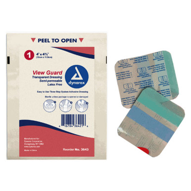 Dynarex 3643 - View Guard Transparent Dressing, Sterile, 4